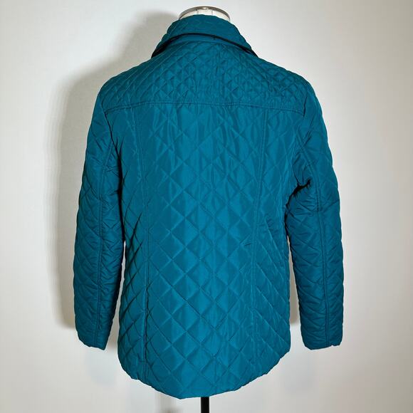 Studio Works Teal Diamond Quilted Field Jacket Coat Womens Petite Size Medium PM - Picture 4 of 12